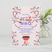 Rood Wit en Blauw Patriottisch Vuurwerk 4 juli Kaart (Staand voorkant)