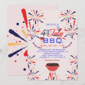 Rood Wit en Blauw Patriottisch Vuurwerk 4 juli Kaart (Voorkant / Achterkant)