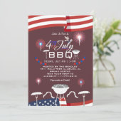 Rood Wit en Blauw Patriottisch Vuurwerk 4 juli Kaart (Staand voorkant)