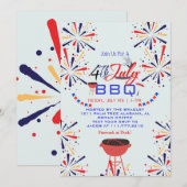 Rood Wit en Blauw Patriottisch Vuurwerk 4 juli Kaart (Voorkant / Achterkant)