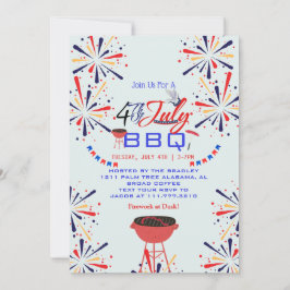 Rood Wit en Blauw Patriottisch Vuurwerk 4 juli Kaart