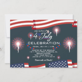 Rood Wit en Blauw Patriottisch Vuurwerk 4 juli Kaart