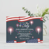 Rood Wit en Blauw Patriottisch Vuurwerk 4 juli Kaart (Staand voorkant)