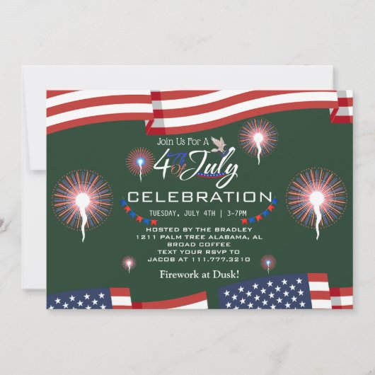 Rood Wit en Blauw Patriottisch Vuurwerk 4 juli Kaart (Voorkant)