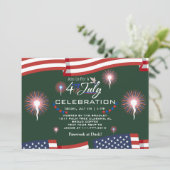 Rood Wit en Blauw Patriottisch Vuurwerk 4 juli Kaart (Staand voorkant)