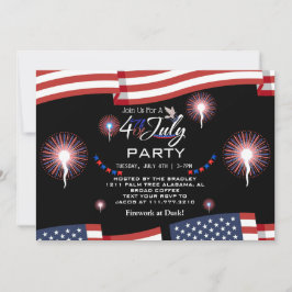 Rood Wit en Blauw Patriottisch Vuurwerk 4 juli Kaart