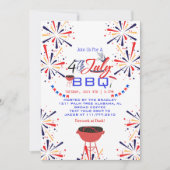 Rood Wit en Blauw Patriottisch Vuurwerk 4 juli Kaart (Voorkant)