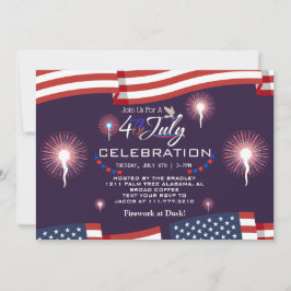 Rood Wit en Blauw Patriottisch Vuurwerk 4 juli Kaart