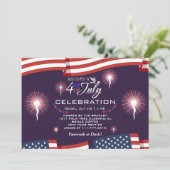 Rood Wit en Blauw Patriottisch Vuurwerk 4 juli Kaart (Staand voorkant)