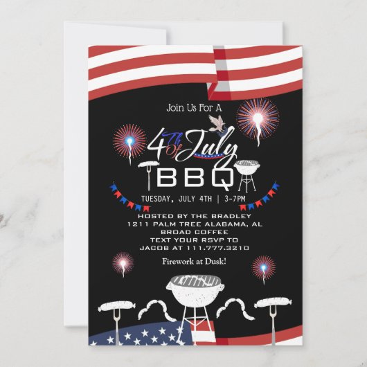 Rood Wit en Blauw Patriottisch Vuurwerk 4 juli Kaart (Voorkant)