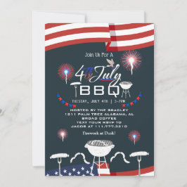 Rood Wit en Blauw Patriottisch Vuurwerk 4 juli Kaart