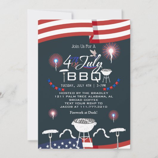 Rood Wit en Blauw Patriottisch Vuurwerk 4 juli Kaart (Voorkant)