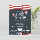 Rood Wit en Blauw Patriottisch Vuurwerk 4 juli Kaart (Staand voorkant)