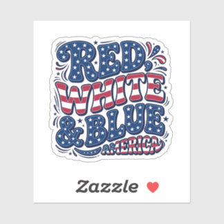Rood Wit en Blauw Patriottische 4 juli Typografie Sticker