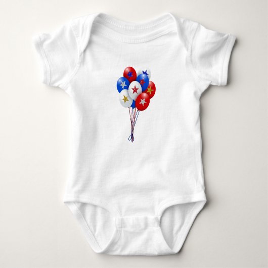 Rood Wit en Blauw Patriottische Ballonnen Leuk Romper (Voorkant)
