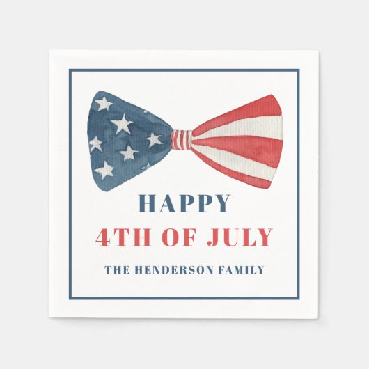 Rood, wit en blauw patriottische boog 4 juli servet (Voorkant)