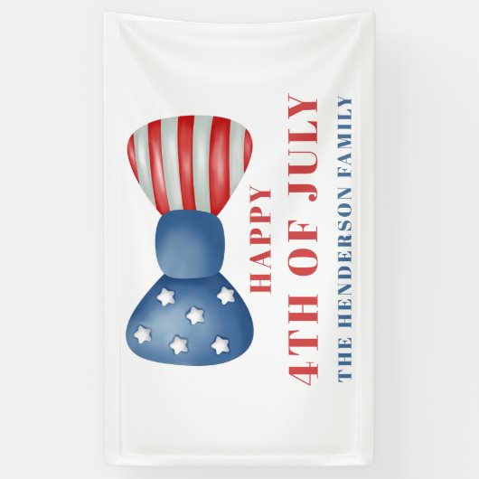 Rood, wit en blauw patriottische boog 4 juli spandoek (Verticaal)