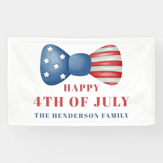 Rood, wit en blauw patriottische boog 4 juli spandoek (Horizontaal)