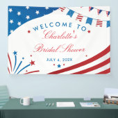 Rood Wit en Blauw Patriottische Bruidsdouche Op Ma Spandoek (Beurs)