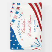 Rood Wit en Blauw Patriottische Bruidsdouche Op Ma Spandoek (Verticaal)