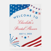 Rood Wit en Blauw Patriottische Bruidsdouche Welko Acryl Bord (Voorkant)
