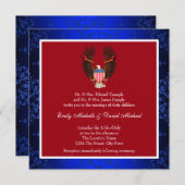 Rood, wit en blauw patriottische bruiloft kaart (Voorkant / Achterkant)