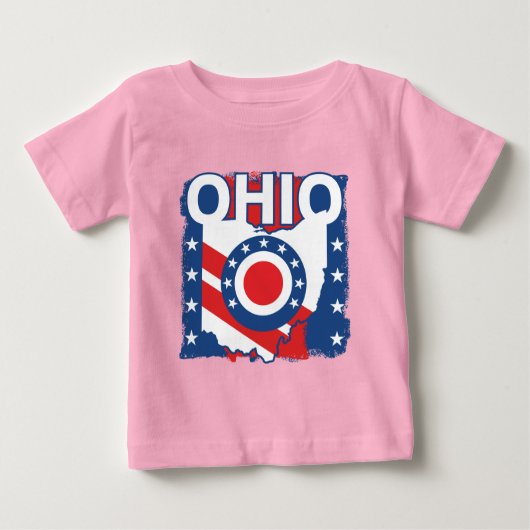 Rood Wit en Blauw Patriottische Grunge Ohio (Voorkant)