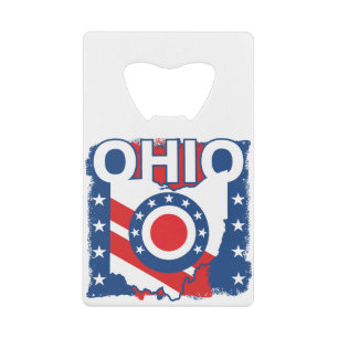 Rood Wit en Blauw Patriottische Grunge Ohio Creditkaart Flessenopener
