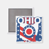 Rood Wit en Blauw Patriottische Grunge Ohio Magneet (Voorkant / Achterkant)
