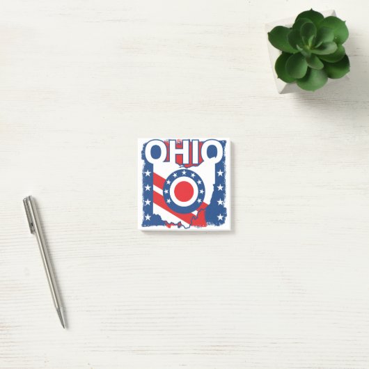 Rood Wit en Blauw Patriottische Grunge Ohio Post-it® Notes (Kantoor)