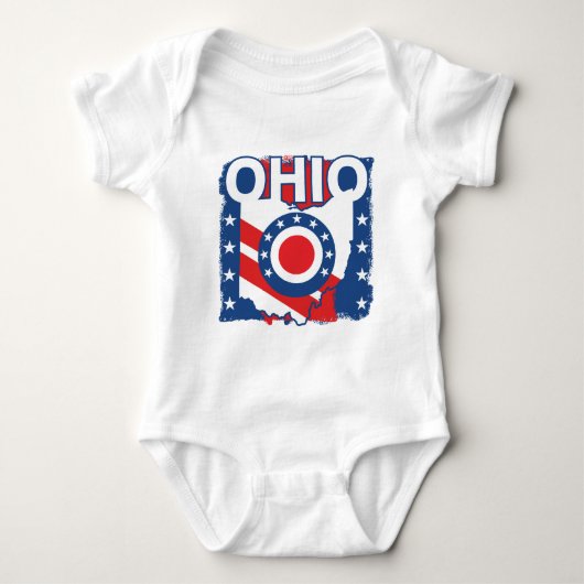 Rood Wit en Blauw Patriottische Grunge Ohio Romper (Voorkant)