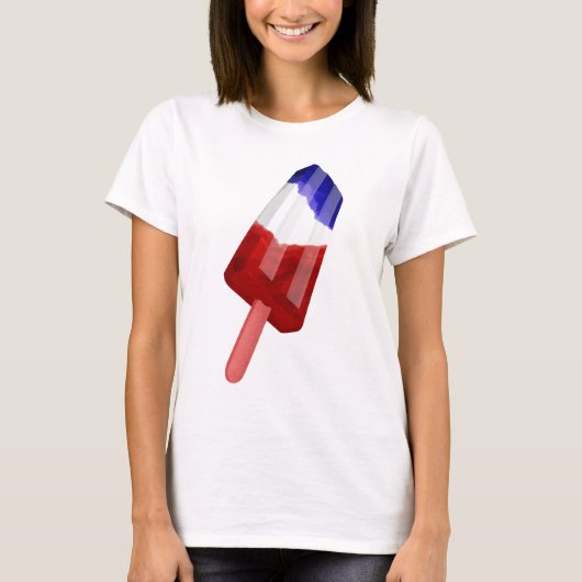 Rood, wit en blauw patriottische ijslolly t-shirt (Voorkant)