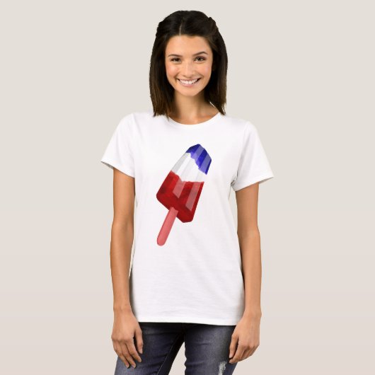 Rood, wit en blauw patriottische ijslolly t-shirt (Voorkant volledig)
