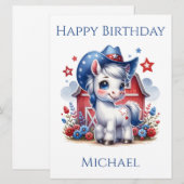 Rood, Wit en Blauw Patriottische Pony Verjaardag K (Voorkant / Achterkant)