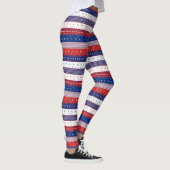Rood wit en blauw patriottische strepen patroon leggings (Rechts)