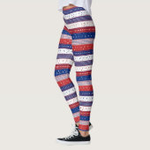 Rood wit en blauw patriottische strepen patroon leggings (Links)