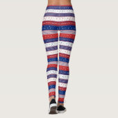 Rood wit en blauw patriottische strepen patroon leggings (Achterkant)