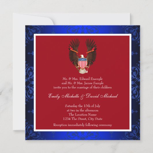 Rood, Wit en Blauw Patriottische Trouwdag Kaart (Voorkant)