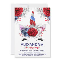 Rood, wit en blauw patriottische unicorn Birthday