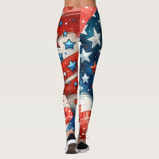 Rood, Wit en Blauw | Patriottische Vierde juli Leggings (Achterkant)