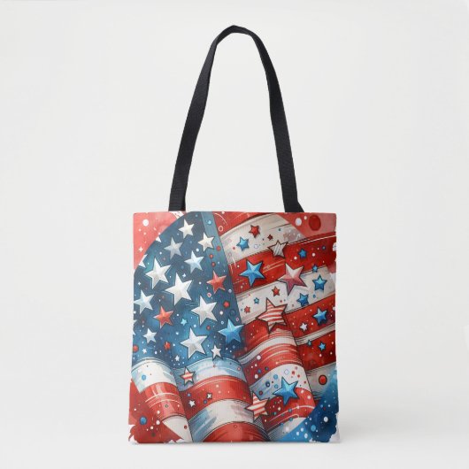 Rood, Wit en Blauw | Patriottische Vierde juli Tote Bag (Voorkant)