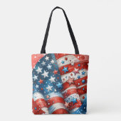 Rood, Wit en Blauw | Patriottische Vierde juli Tote Bag (Achterkant)