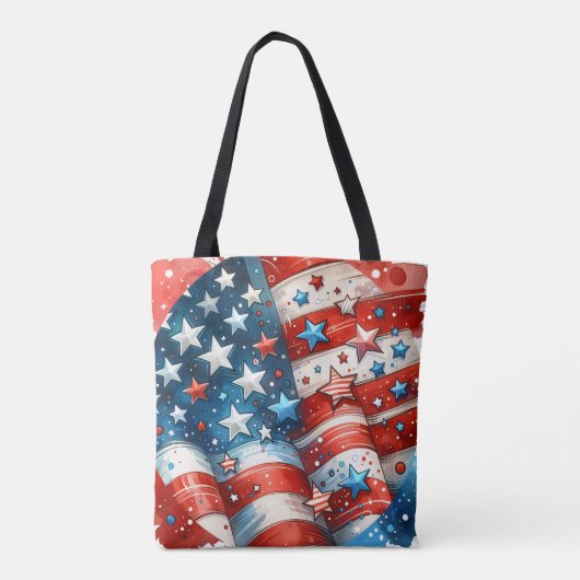 Rood, Wit en Blauw | Patriottische Vierde juli Tote Bag (Achterkant)