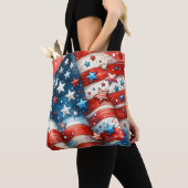 Rood, Wit en Blauw | Patriottische Vierde juli Tote Bag (Dichtbij)