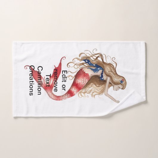Rood, wit en blauw patriottische Zeemeermin Grimsh Handdoek (Handdoek)