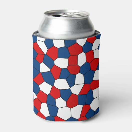 Rood, wit en blauw patroon blikjeskoeler (Blikje Voorkant)