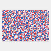 Rood, wit en blauw patroon inpakpapier vel (Voorkant)