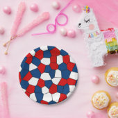 Rood, wit en blauw patroon papieren bordje (Feest)
