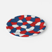 Rood, wit en blauw patroon papieren bordje (Gekanteld)