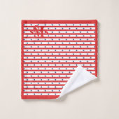 Rood Wit en Blauw Patroon Sterren Strepen Monogram Bad Handdoek (Wasdoekje)